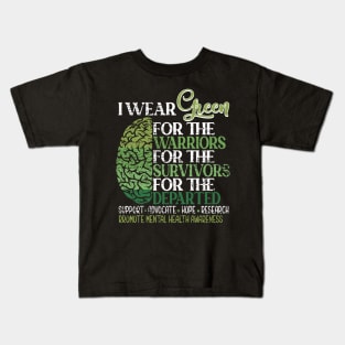 Mental Health Awareness Matters Support I Wear Green Warrior Kids T-Shirt